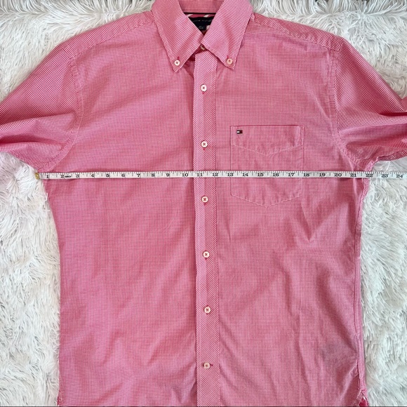 Tommy Hilfiger Pink Checkered Button-Up Collared Long Sleeve Shirt Accent Cuffs - Picture 13 of 14